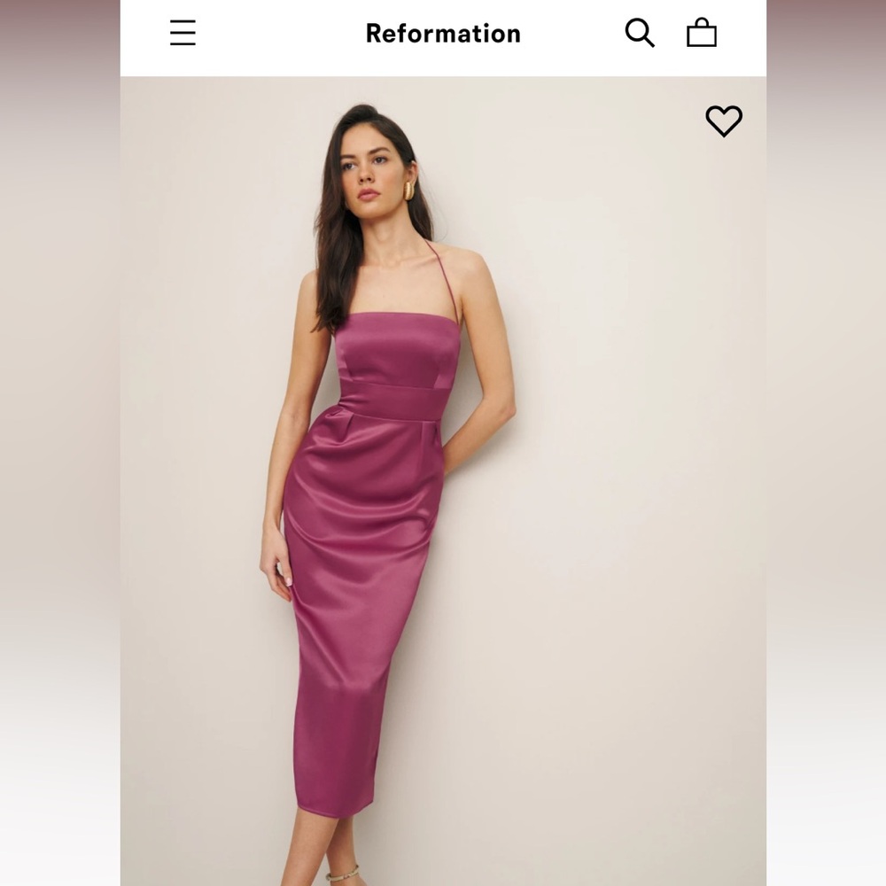 Reformation Lai Satin Dress Strawberry Wine NWT